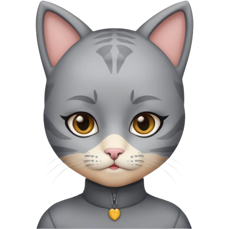 little kid with cat face paint and grey cat suit emoji