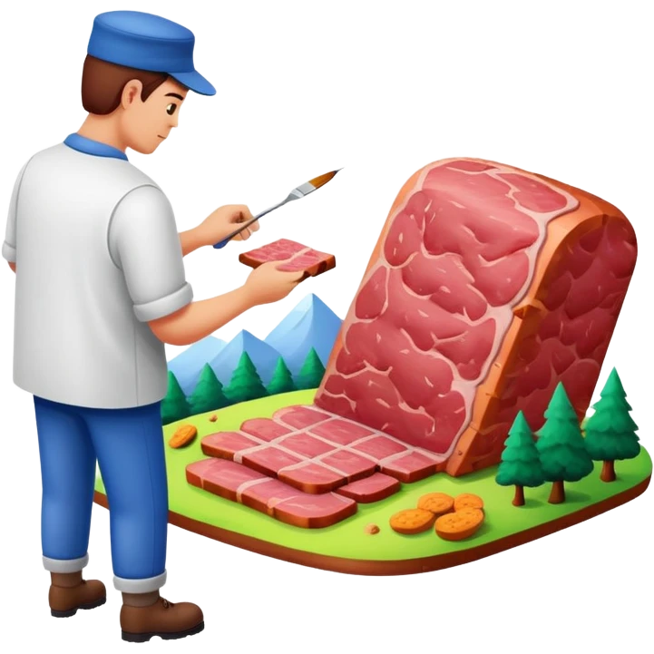 artist painting a SPAM meat landscape  emoji