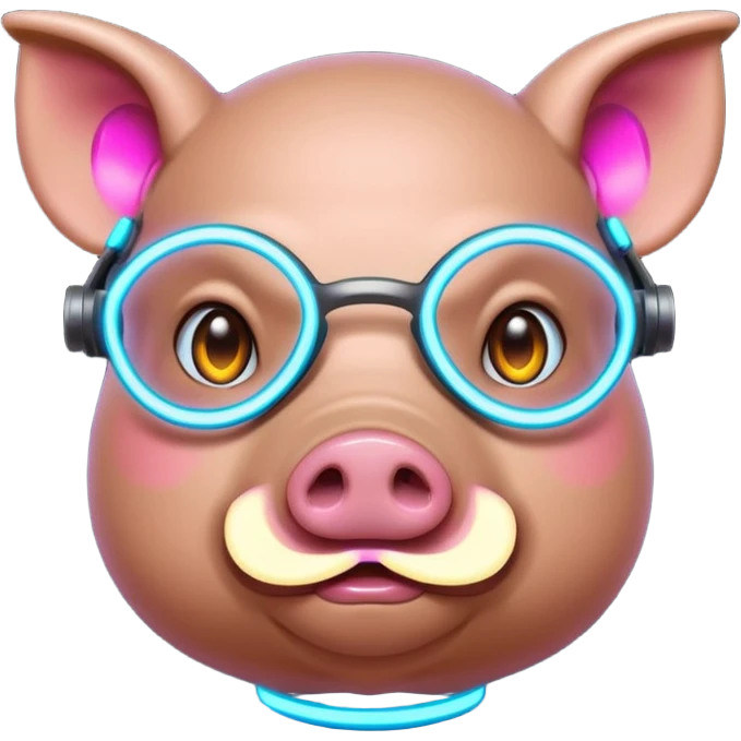cyberpunk neon colorful wearring pig emoji