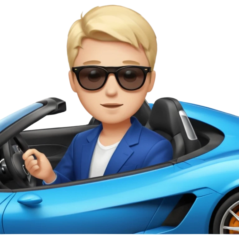 A rich boy in the super car going in speed  emoji