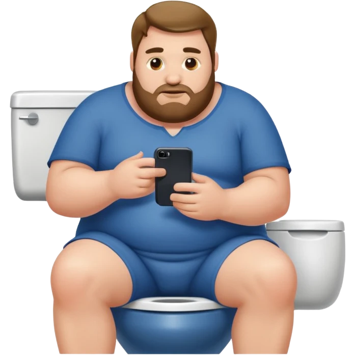 large guy on the loo, looking at his phone emoji