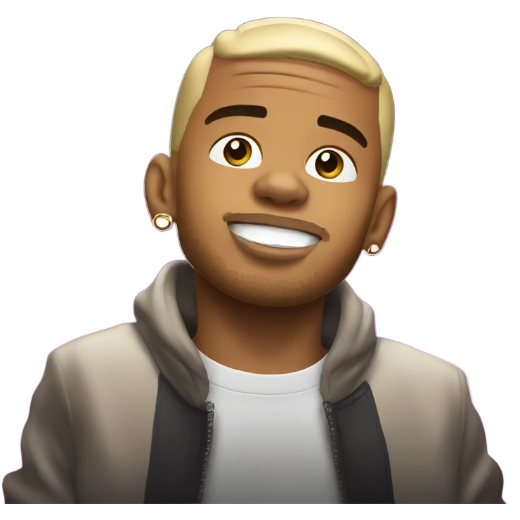 Chris Brown on stage with spotlights on him emoji