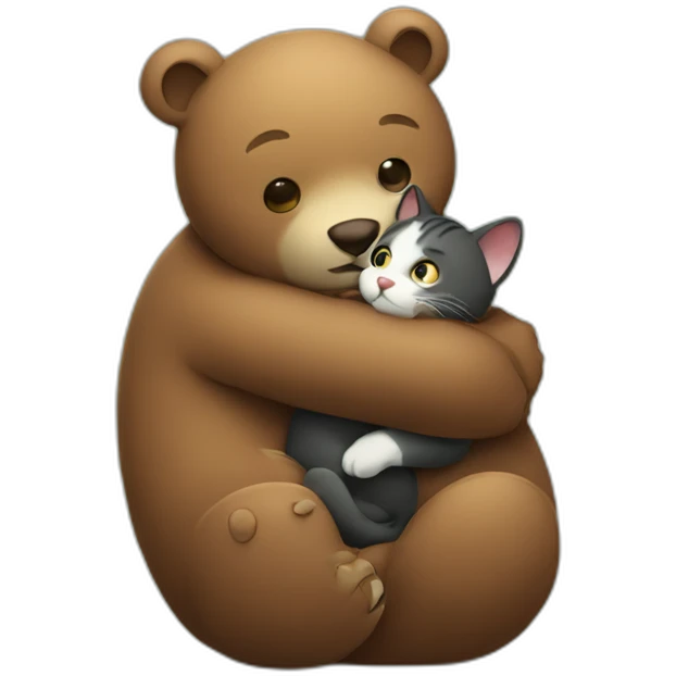 Bear hugging a cat emoji