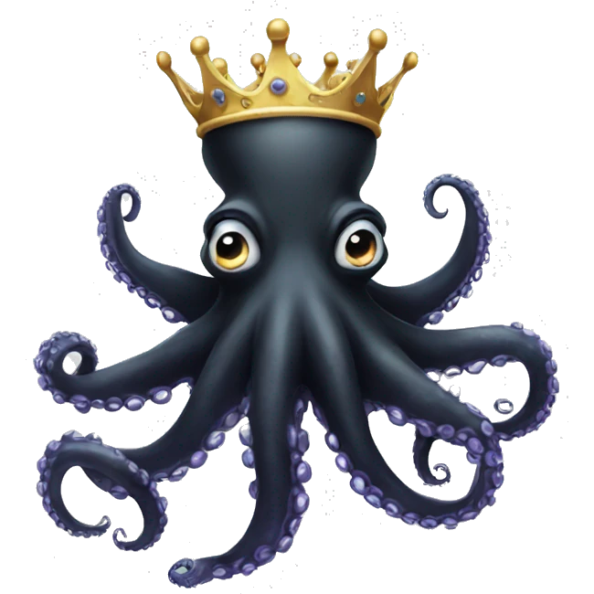 Black Octopus with crown emoji