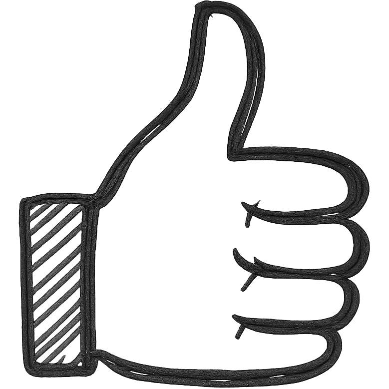 hand drawn outlined icon of a pink thumbs up, no fill emoji