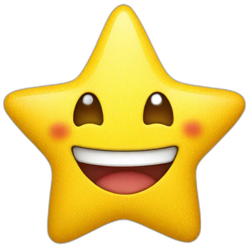 Cute yellow star with a smile and red cheeks emoji