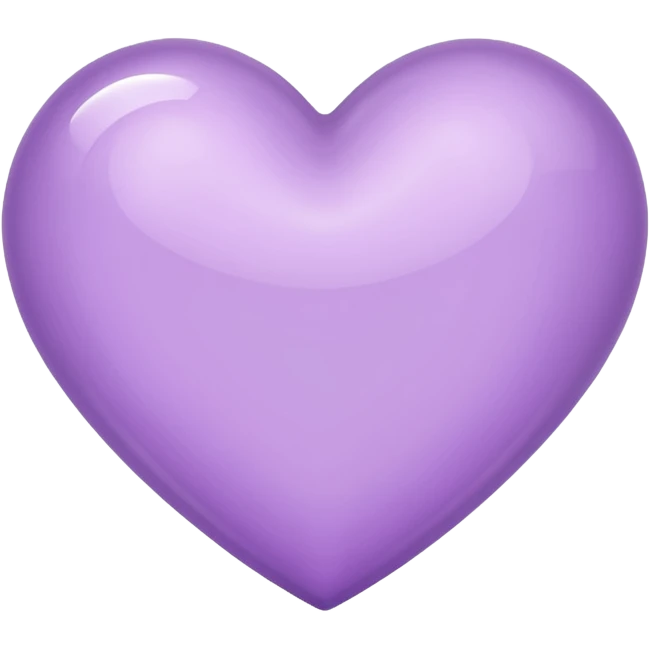 A light purple heart emoji that has the same shape as a normal heart emoji and light reflecting is from the tip of the heart and not in a circular  shape emoji