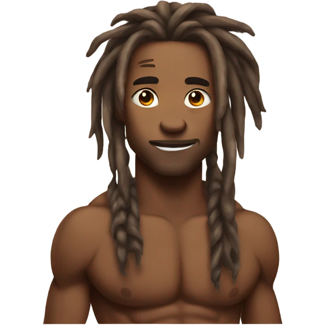 Flexing brown with tattoos and long dreadlocks  emoji