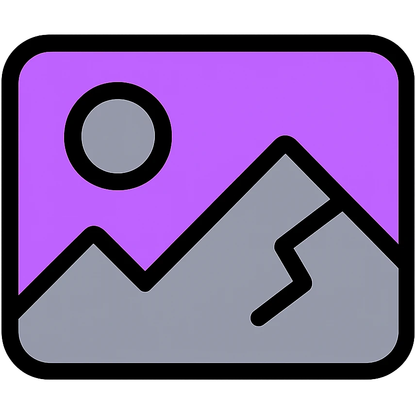 minimal broken image placeholder emoji icon style purple and gray with a crack or broken symbol emoji