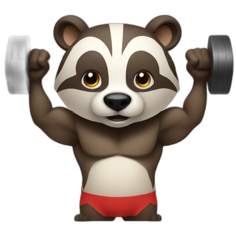 badger with muscles lifting weights emoji