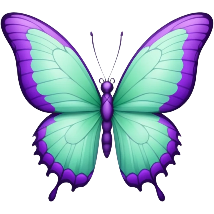 Beautiful mint green and violett butterfly with detailed wings emoji