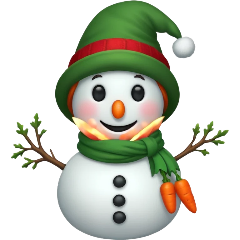 snowman wearing green hat emoji