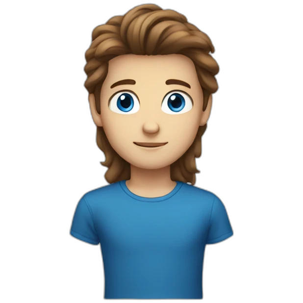 boy with brown long hair with blue eyes emoji