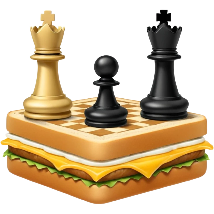 Chess pieces boxing on an egg sandwich emoji
