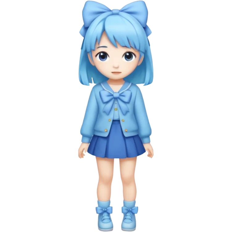 Kawaii girl Japanese full body blue pastel emoji