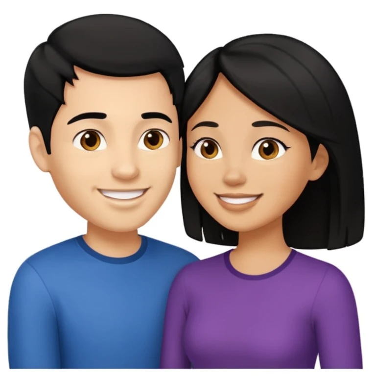 light skin black hair woman talking with a light skin black hair man, we're face to face and happy emoji