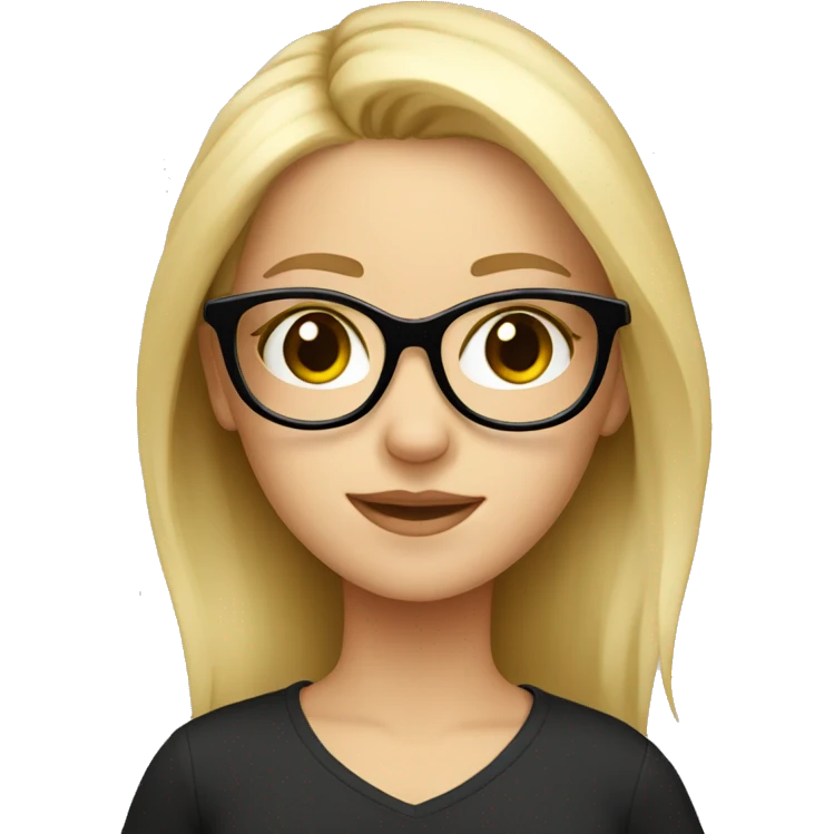 Cute blonde girl with black framed glasses emoji