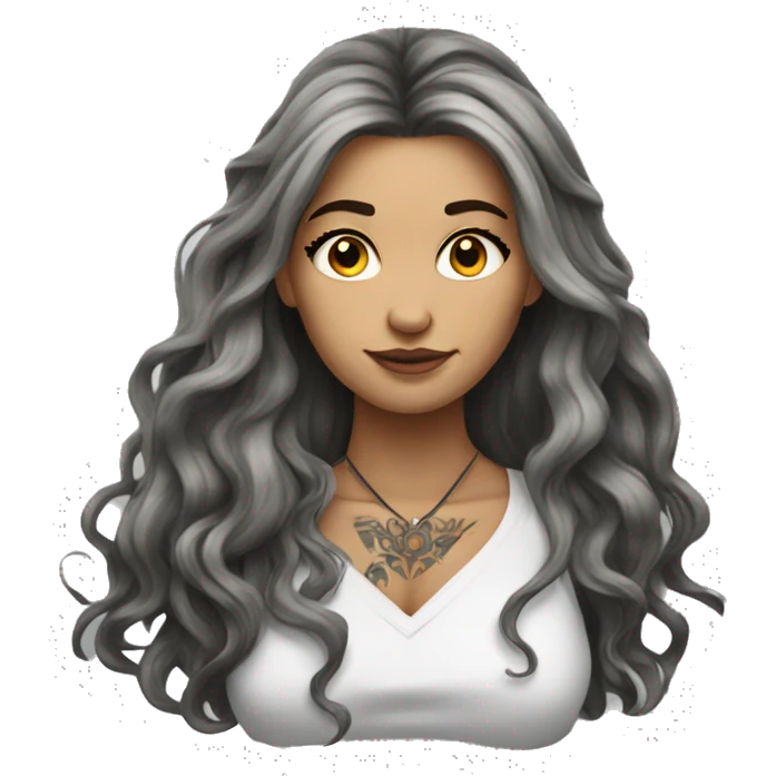 tattooed woman very attractive long hair emoji
