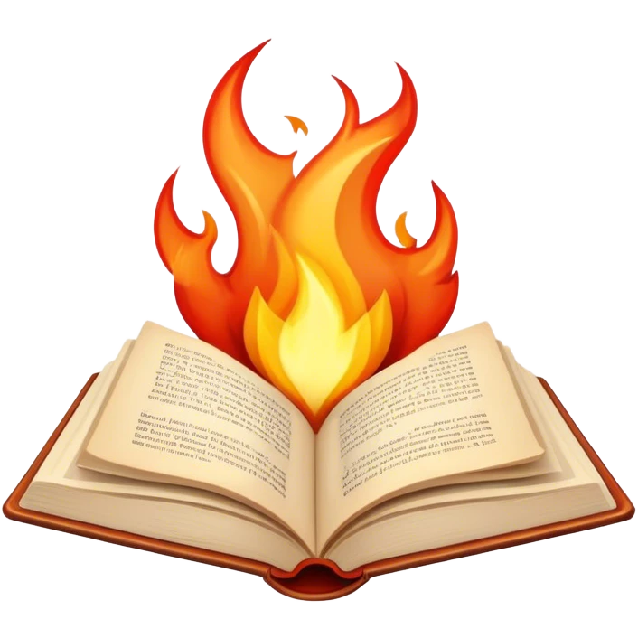 open book transforming into flame shape emoji