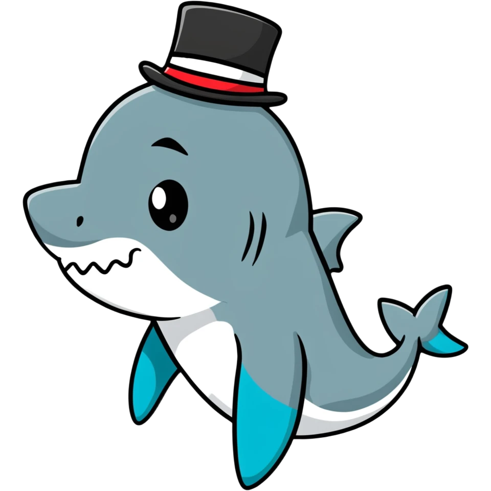 Shark with a top hat emoji