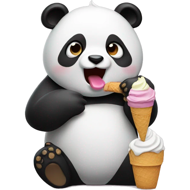 Panda eating ice cream emoji