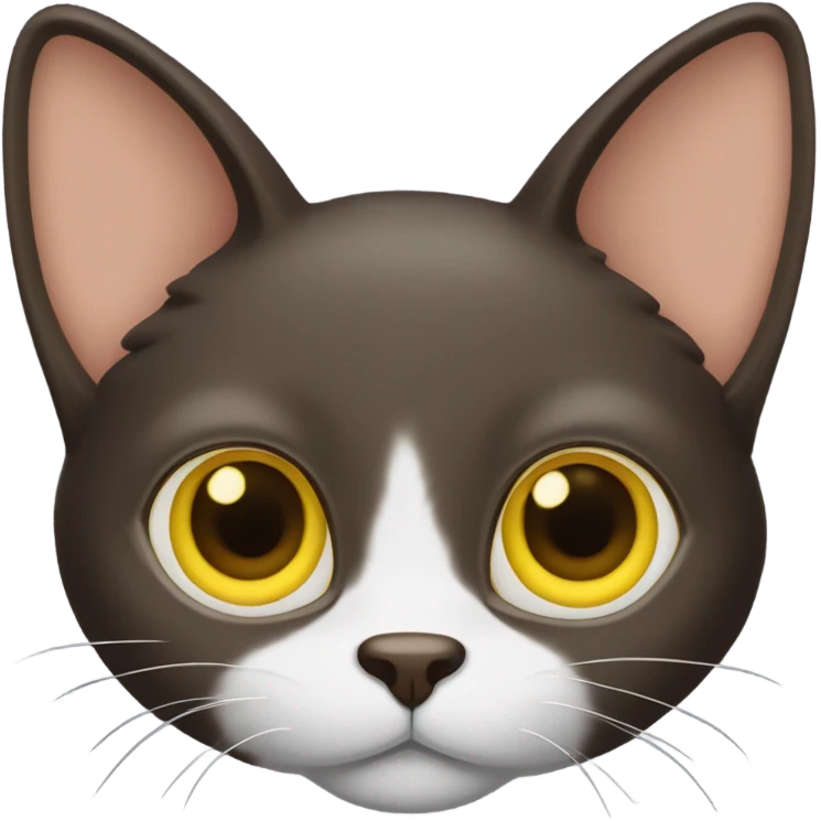 Dark brown cat with yellow eyes and big ears and long nose  emoji