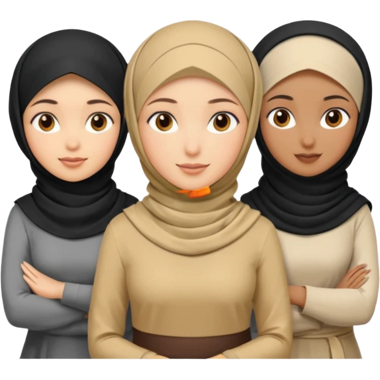 make 12 girls with different race, persona, occupation/hobby, and give some with hijab emoji