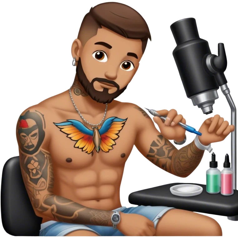 Kenny Sitting at a tattoo Studio getting tattoed emoji