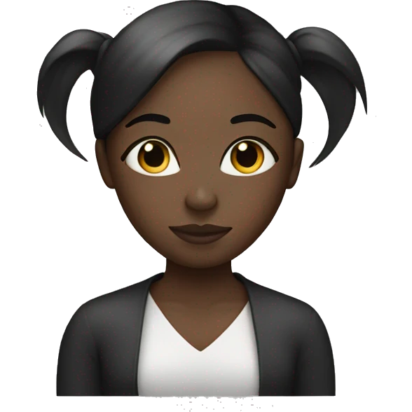 Black girl with straight hair and face mask on emoji