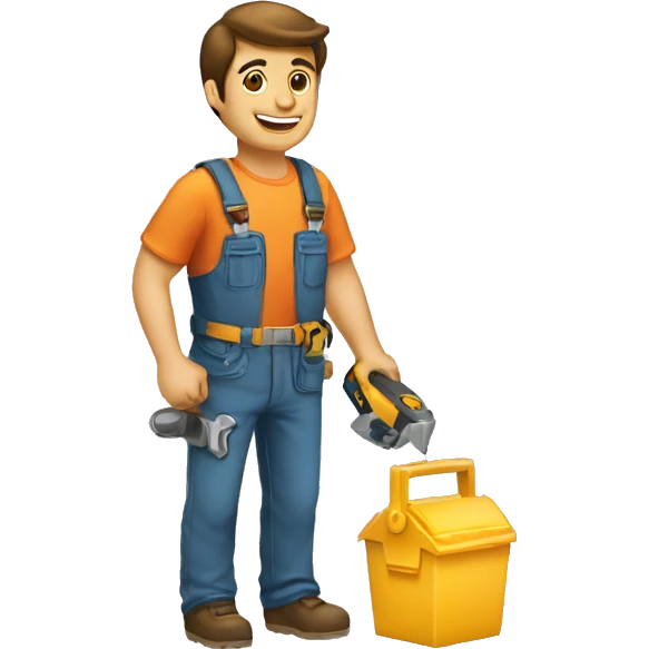 Man rent tools, building  emoji