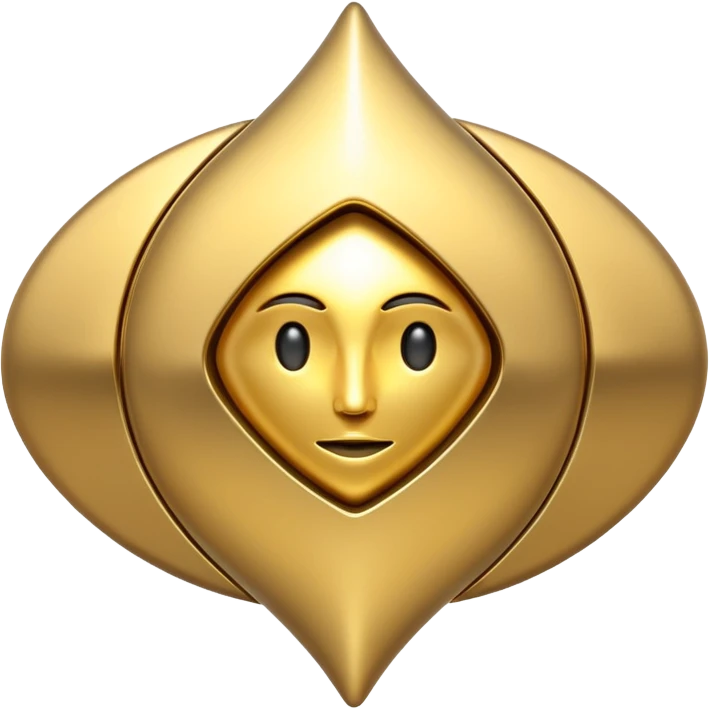 abstract amulet emoji, liquid metal form, symmetrical design, mystical futuristic 3D icon, isolated on white emoji