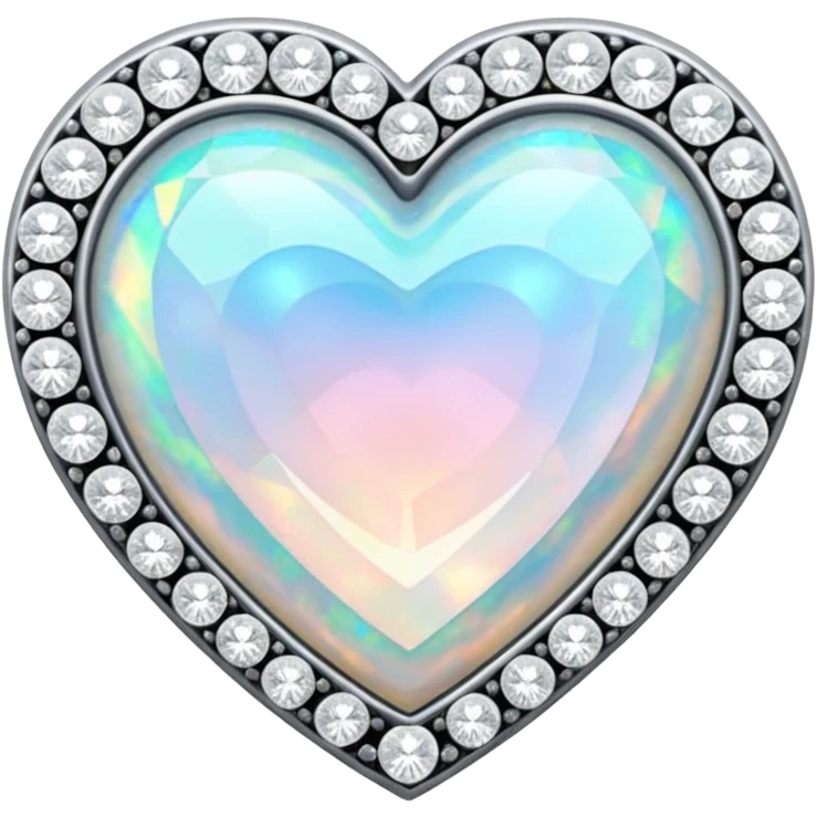 opal Crystal rhinestone pave heart emoji