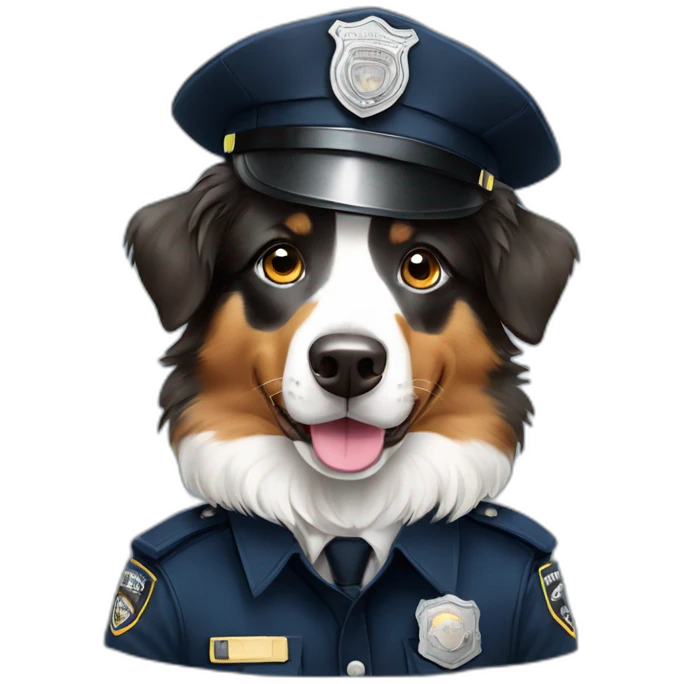 Australian Shepherd in Police Uniform Full portrait emoji