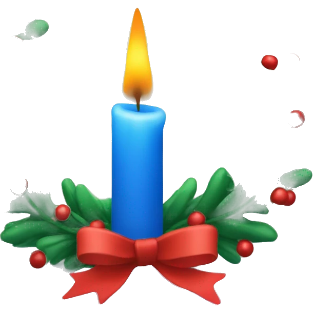Blue candle with christmas wreath emoji