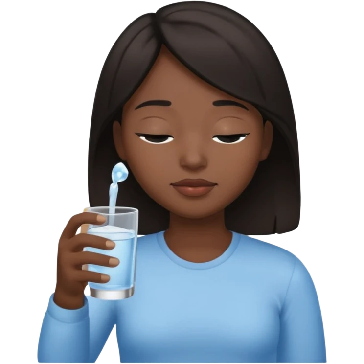 The central figure is an emoji of a person with dark hair, eyes closed, hold a glass but dont show the glass emoji