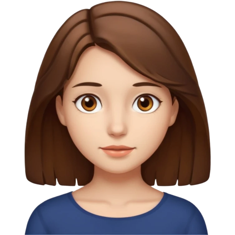 A girl with brown eyes and brown slightly wavy shoulder length hair  emoji