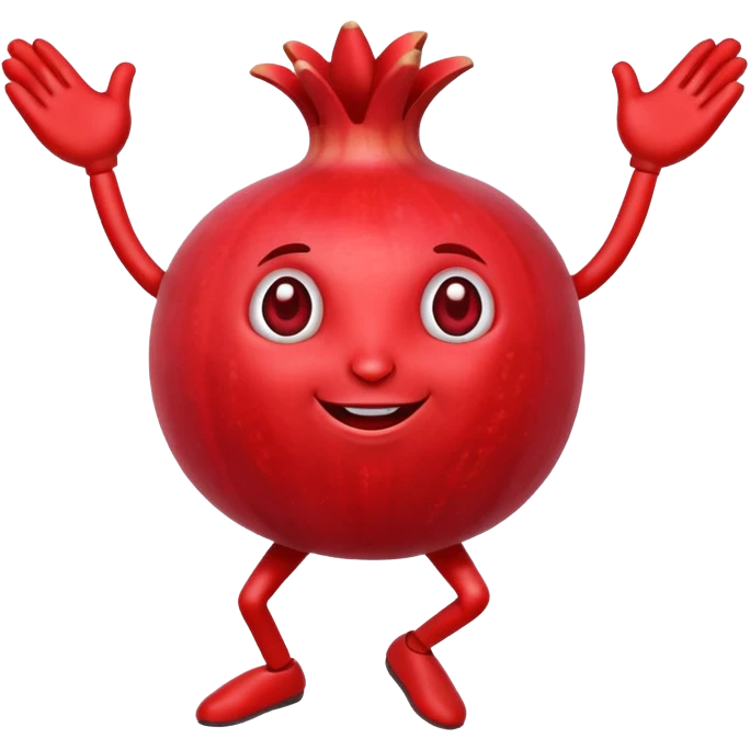 Pomegranate moving arms and legs dancing to rock music emoji