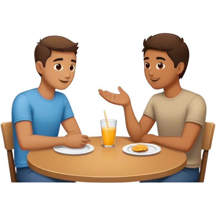 Two guys talking at a table emoji