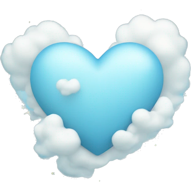 light blue heart with clouds and stars emoji