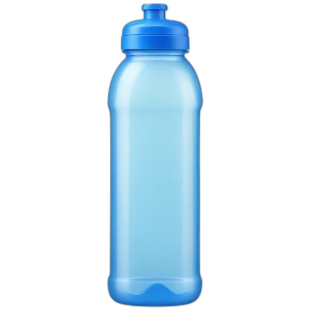 plastic seethrough water bottle with blue label emoji