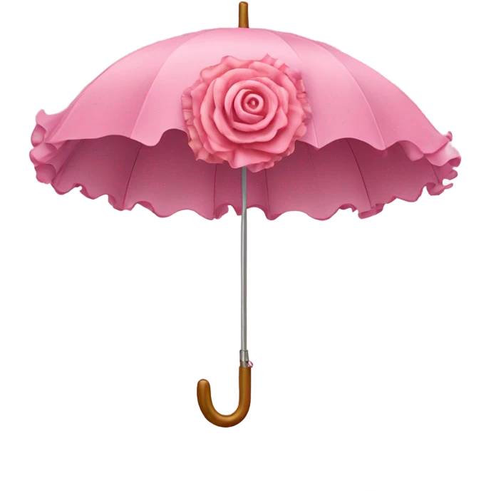 Detailed pink umbrella with large ruffles and roses  emoji