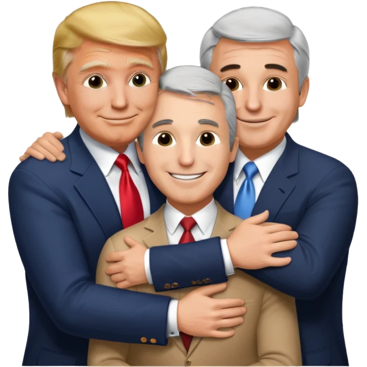 Charlie kirk, donald trump and jeffrey epstein hugging happily emoji