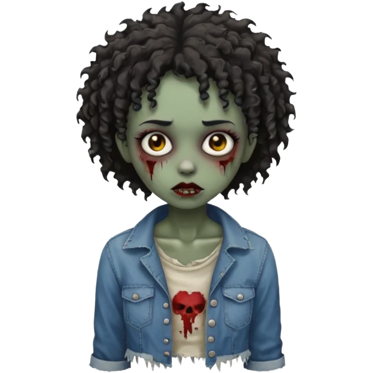 A black zombie girl with very short curly hair emoji