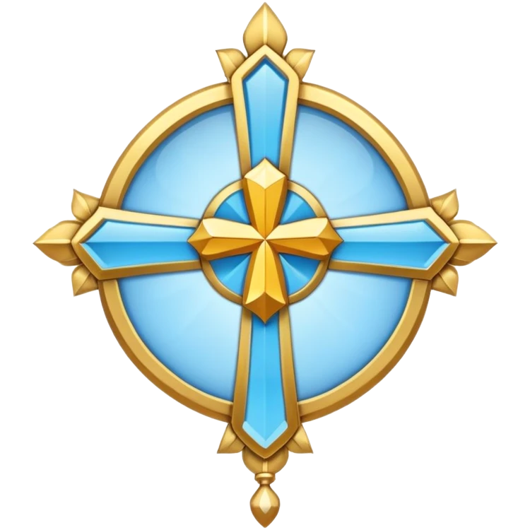 saint emblem with light blue colors and holy symbols emoji