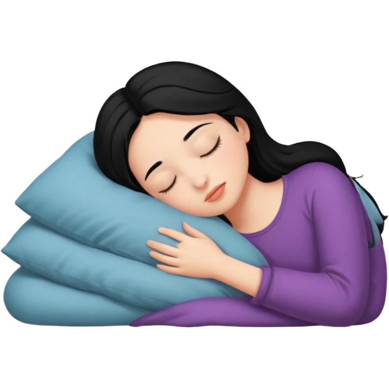 Girl with black hair sleeping emoji