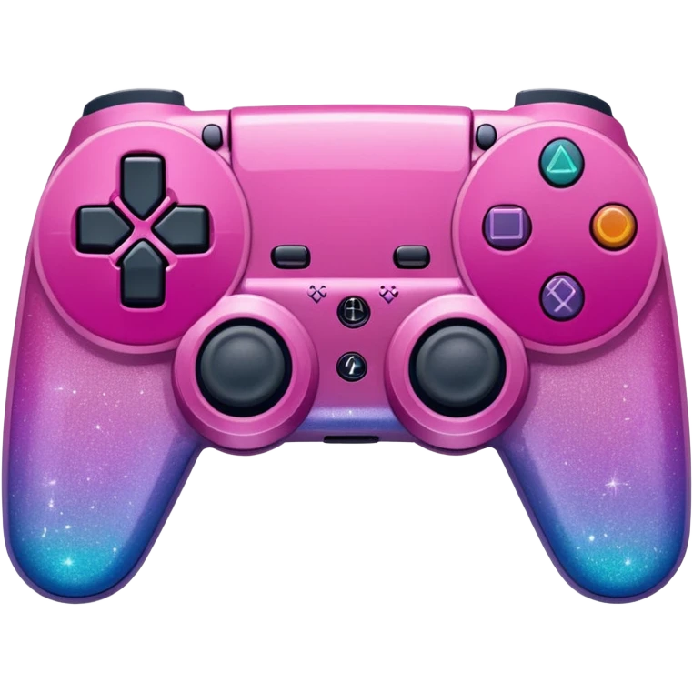 Pink ombre PlayStation console with glitter emoji