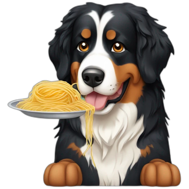 bernese mountain dog cooking spaghettis emoji