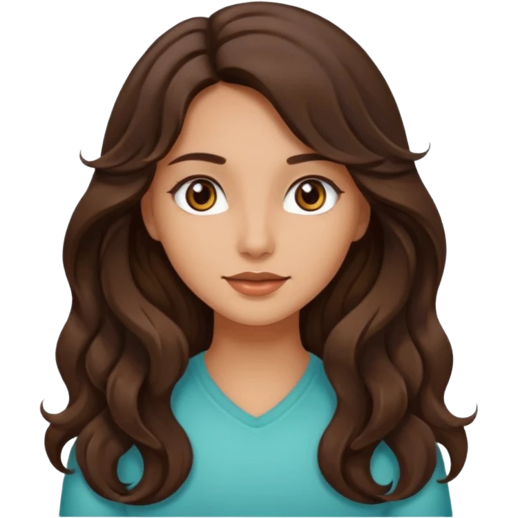 Make me a brunette girl, with brown (dark) eyes and long, wavy hair emoji