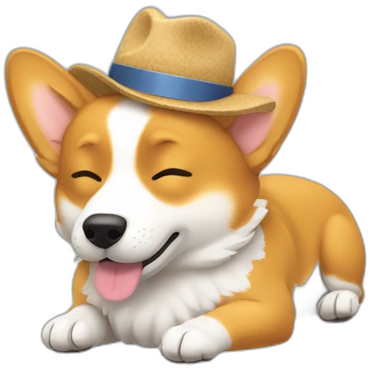 sleeping corgi lying down with hat emoji