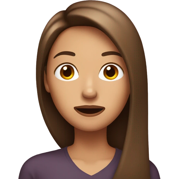Emoji brown-haired woman with long straight hair with her index in front of her mouth emoji